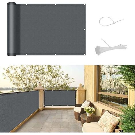 Balcony Privacy Screen 150 x 500 cm, UV Protection, Windproof and Waterproof, Terrace, Garden, Patio, Cable Ties, Anthracite (1/5)