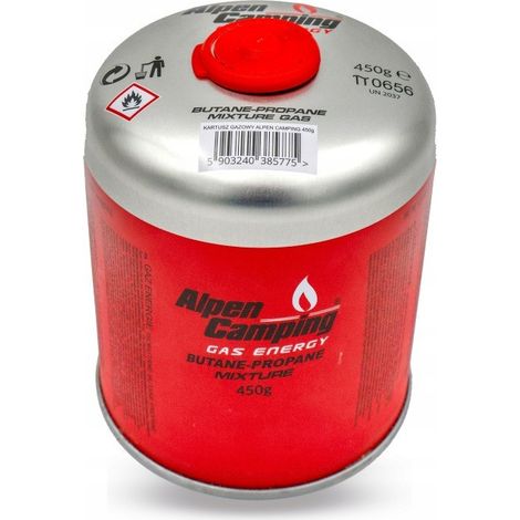 Cartouche de gaz 450g Butane propane Valve 7/16 EN417 Réchaud Brûleur Lampe Grill Alpen Camping (1/5)