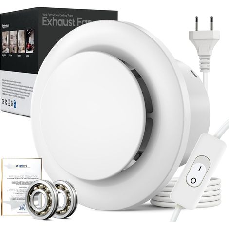 Extracteur d'Air 100mm avec Interrupteur - 12W 130m³/h VMC Salle de Bain Silencieux, Économe en Énergie avec Câble d'Alimentation de 1,5m pour Salle de Bain Cuisine Toilettes Garage Greniers (1/5)