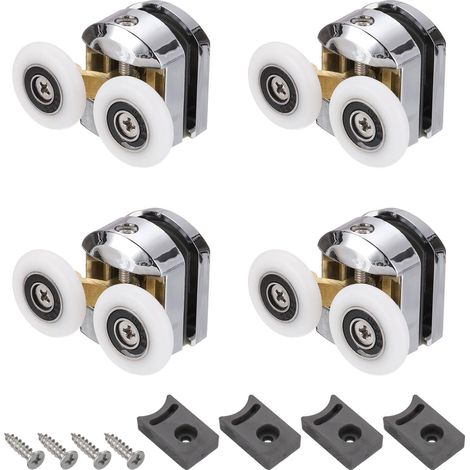 Un jeu de 4 roulettes pour porte de douche, de 23 mm de diamètre, adaptées aux portes en verre de 4 à 5 mm d'épaisseur, roulette supérieure. (1/5)