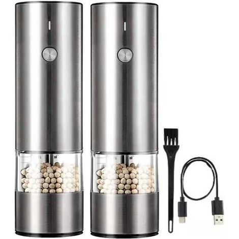 Wiederaufladbares elektrisches Pfeffer- und Salzmühlen-Set – einhändig – keine Batterie erforderlich, moderner Stil – automatisches schwarzes Pfefferkorn- und Meersalz-Gewürzmühlen-Set mit einstellbar (1/5)