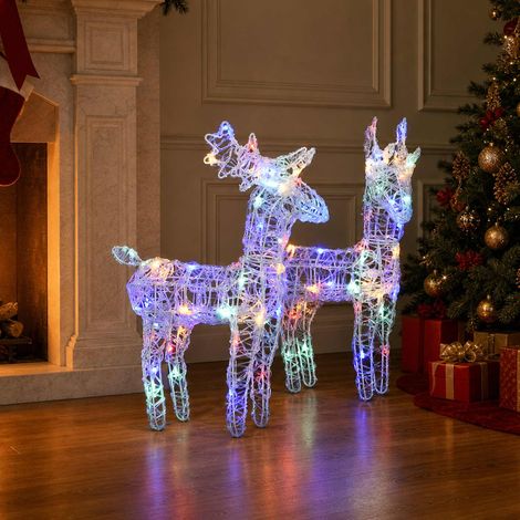 vidaXL Christmas Reindeers 2 pcs Multicolour 80 LEDs Acrylic (1/5)