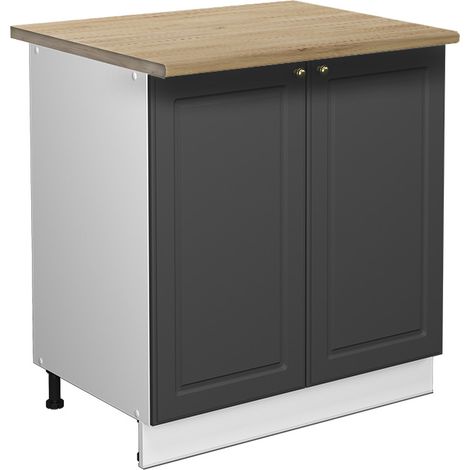 Küchenunterschrank Fame-Line, Anthrazit-Gold Landhaus/Weiß, 80 cm Arbeitsplatte Goldkraft Eiche, Vicco (1/5)