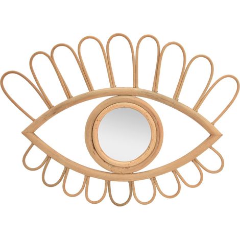 Miroir Suspendu en rotin, décoration Artistique, Miroir de Maquillage en Forme d'oeil, Dressing, Salon, Chambre à Coucher, Salle de Bain, Couloir (1/5)