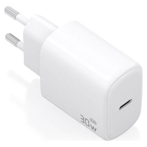 Cargador de Pared GaN Aisens A110-0975/ 1xUSB Tipo-C/ 30W/ Blanco