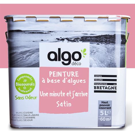 Peinture écologique Algo - Satin - Rose Une minute et j'arrive - 5L (1/5)