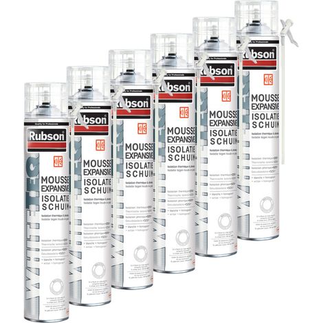 RUBSON Pack de 6 Mousses expansives WhiteTeq de Rubson 750ml – Isolation thermique et phonique