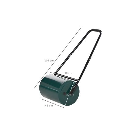 Rouleau à gazon, rouleau de jardin avec poignée en U, diamètre 31 cm, largeur de travail 30 cm, remplissage eau/sable 40 L, métal, Vert (1/5)