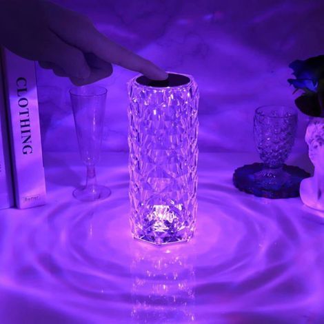Lampe de table en cristal - Lampe de table diamant LED avec 16 couleurs rechargeable -Commande tactile et télécommande (1/4)
