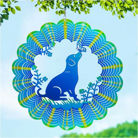 Decorazione da giardino - Campanello a vento 3D - Campanello a vento a forma di cane Labrador, regalo per donne/uomini, 30 cm