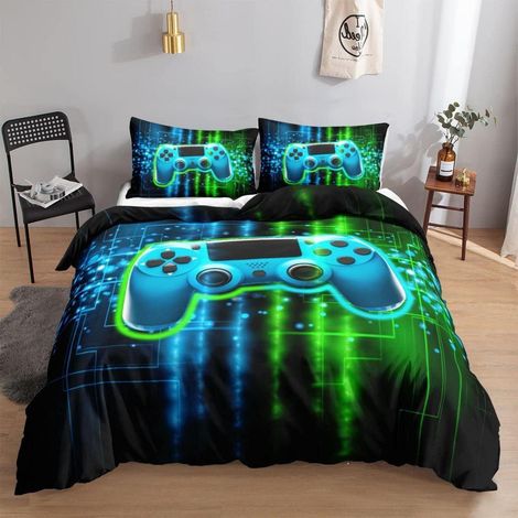 Ensemble de literie 3 pièces motif Gamepad 200x200cm