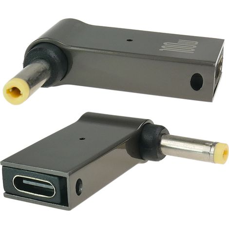 Adaptador USB-C para alimentar un portátil con un conector de 4,0 x 1,7 mm.
