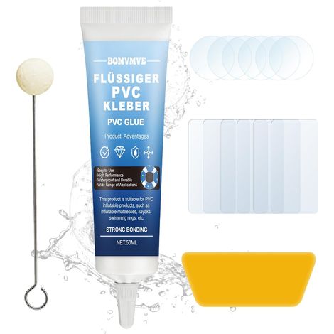Kit Réparation Piscine, Rustine Piscine, Rustine Matelas Gonflable Transparente, Imperméable Et Durable, Colle PVC Peut Réparer Toutes Sortes D'articles Gonflables (1/5)