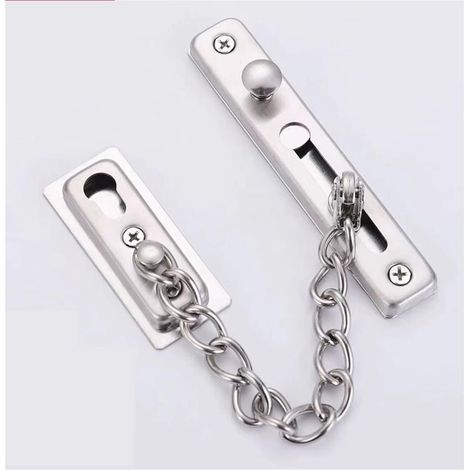 Chaîne de Sécurité Anti-Vol à Ressort pour Porte, Limiteur Étroit avec Finition Brossée en Acier Inoxydable, Fourni avec Vis pour Porte Interne (1/5)