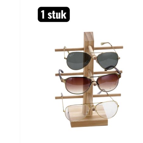 Étui à lunettes en bois massif à 3 niveaux pour ranger et présenter lunettes de soleil et lunettes de lecture décoration intérieure et vitrine 1 pièce (1/4)