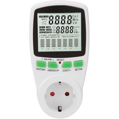 Energiezähler, Mini-Smart-Stromzählersteckdose mit großem Display, 0,000 kWh-9999 kWh, 0-16 A, multifunktionaler Strommonitor zur Erfassung des Energieverbrauchs (220 V) (1/5)