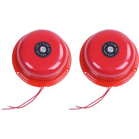 2X AC 220V 100mm 4 Pouces Dia écoles Alarme Incendie Forme Ronde Bell électrique Rouge (1/4)