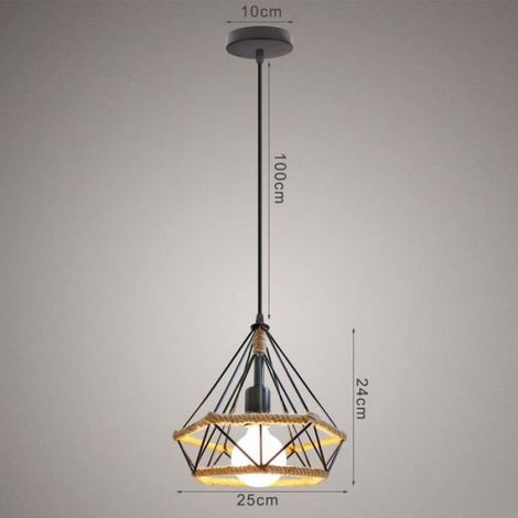 Lustre - suspension corde de chanvre - diam: 25cm (1/4)