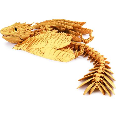 Figurine de dragon wyverne à plumes imprimée en 3D, modèle décoratif robuste pour salon ou chambre.