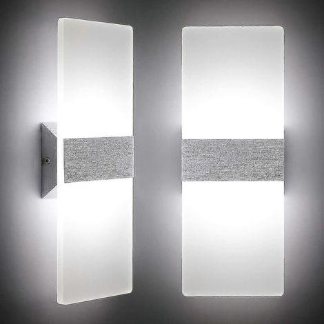 Applique murale LED intérieure 12 W blanc froid 6000 K AC 230 V, lampe murale en acrylique au design moderne, luminaire décoratif pour salon, chambre, couloir, salle de bain (1/5)