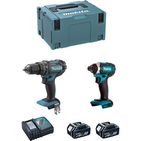Makita – Kit d'outils électroportatifs 18V – DLX2131TJ – Visseuse à chocs DTD152 et perceuse DHP482 – 2 batteries 5.0Ah – Coffret MAKPAC (1/10)