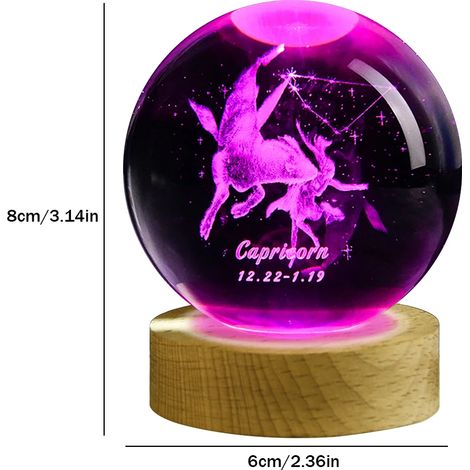 Veilleuse boule de cristal (lumière chaude), lampe sculptée en 3D, décoration intérieure (1/2)