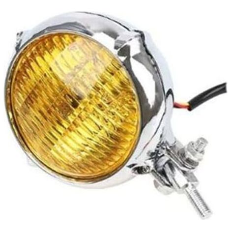 1PCS (verre jaune galvanisé)Phare de moto rétro électrique, phare de moto t 3.5 ", phare Vintage, (1/5)