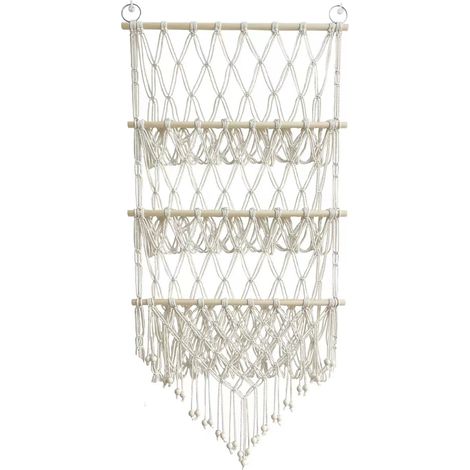Étagère de rangement à trois niveaux en treillis de bois, blanc cassé, idéale pour le rangement. (1/5)