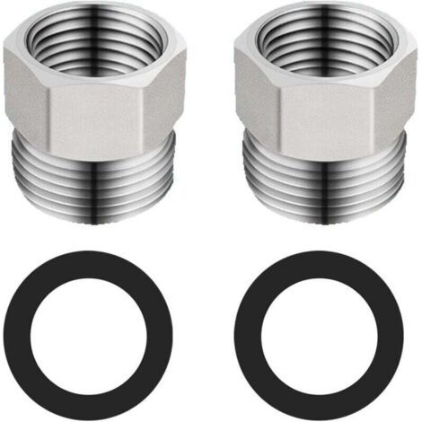 Raccord de Tuyau Rond, réducteur de tuyau de douche, G1/2" à G3/8", Acier inoxydable, Chrome (1/4)