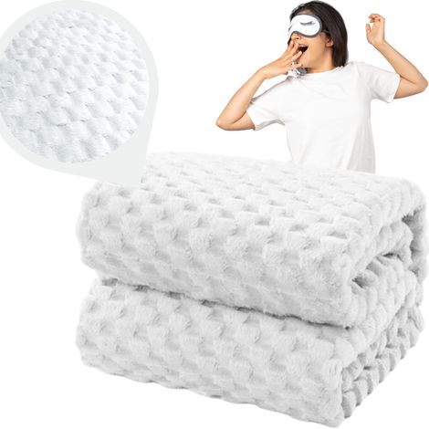 Couvre-lit blanc, couverture carrée gaufrée, 200x220 cm, anniversaire (1/5)