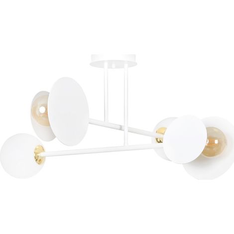 Plafoniera Moderna Inari Acciaio Bianco 4 Luci E27 Ip20 (1/5)
