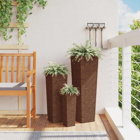 45569 vidaXL Raised Beds 3 pcs Water Hyacinth Dark Brown (1/5)