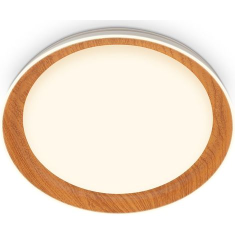 LED Deckenlampe Deckenleuchte Wohnzimmer Schlafzimmer Flur Holzdekor Warmweiß