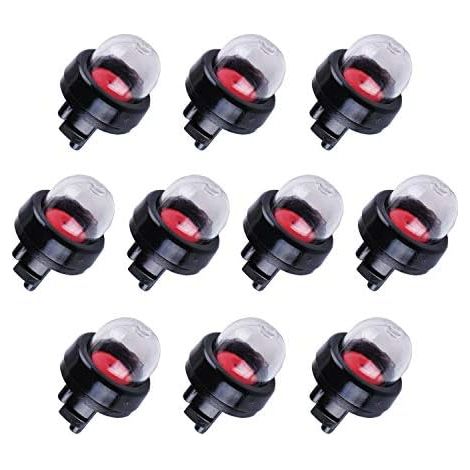 Lot de 10 poires d'amorçage, base plastique noire, 2 mamelons, pour tronçonneuse, débroussailleuse, souffleur (1/5)
