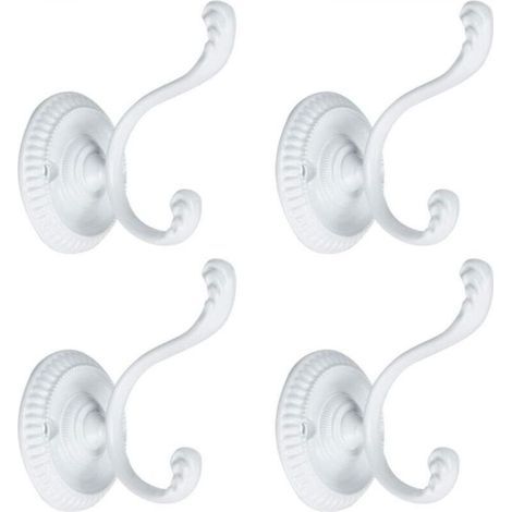 Lot de 4 patères murales en alliage de zinc avec vis blanches pour peignoirs, serviettes, portes de salle de bain et cuisine (1/4)