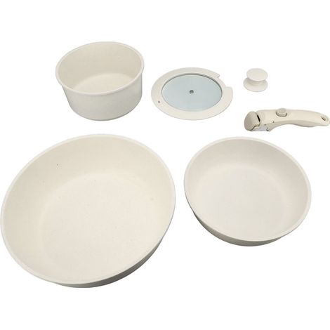Ensemble de casseroles et poêles antiadhésives avec poignée amovible. Couvercle Maifan Stone, compatible avec les plaques de cuisson à gaz et à induction. (1/5)