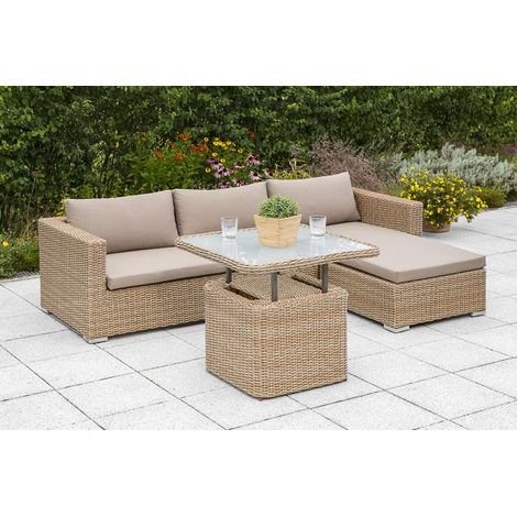 Veneto Set Eckbank m Ablage Aufl DuplTisch 72x72x45/62cm