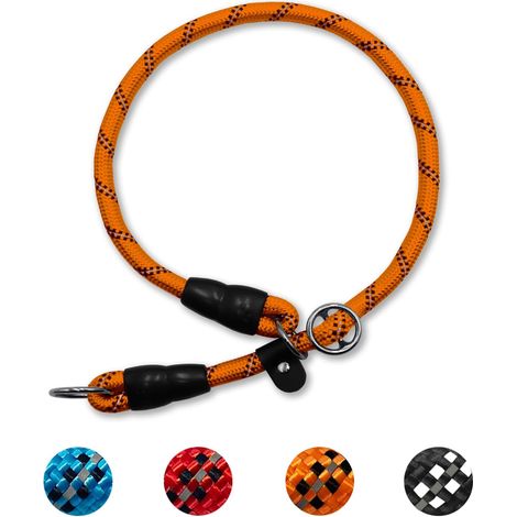 Collier Etrangleur pour Chien Réglable et Durable Anti Traction Dressage pour Petits Moyens Grands Chiens Orange Largeur: 0.8cm, Long: 40cm (1/5)