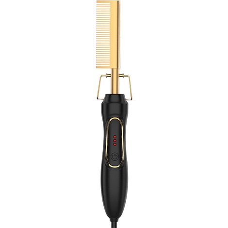 Fer à lisser, peigne chauffant, brosse lissante professionnelle, fer à lisser, peigne chauffant électrique pour perruques en cheveux naturels et tous types de cheveux