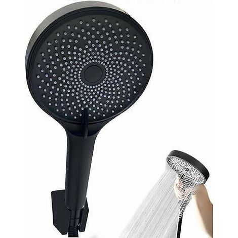 Pommeau de douche noir, pommeau de douche haut de gamme, pommeau de douche haute pression, eau (1/5)