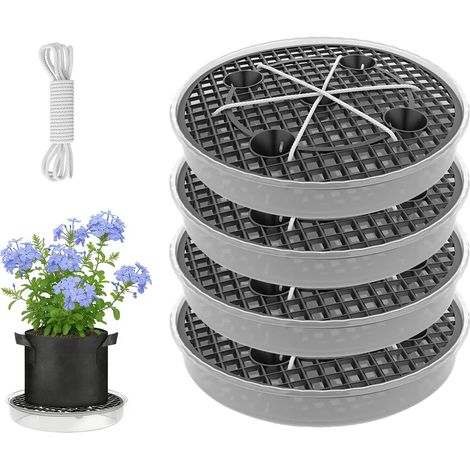 Lot de 4 soucoupes en tissu à arrosage automatique - 30 cm - Système d'irrigation automatique pour pots en tissu - Soucoupes pour plantes en pot, jardin et balcon (1/5)