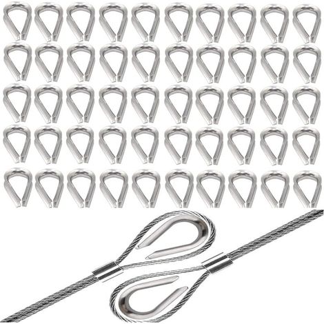 50 Stück Edelstahlkabelschuhe Ø 3 mm, aus Edelstahl A4 V4A in Industriequalität, seewasser- und säurebeständig. Kabelschuhe für Metallkabelschuhe (1/4)