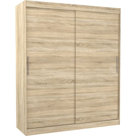 Armoire de chambre à coucher naturel 2 portes coulissantes Kelly 180cm (1/5)