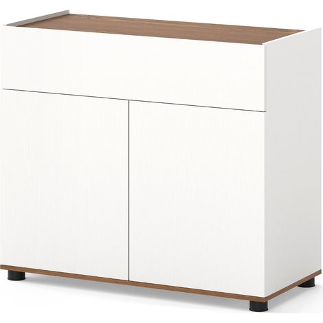 Mueble bar con cajón y 2 puertas 80 x 35 x 70 cm estilo rústico moderno almacenamiento organizado en MDF blanco 200019167