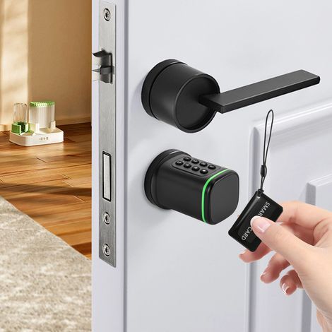 【Maison connectée】Serrure Connectée, Cylindre à code adapté aux portes d'une épaisseur de 35 à 45 mm, utilisable avec App, code, Carte RFID, clé manuelle (1/5)