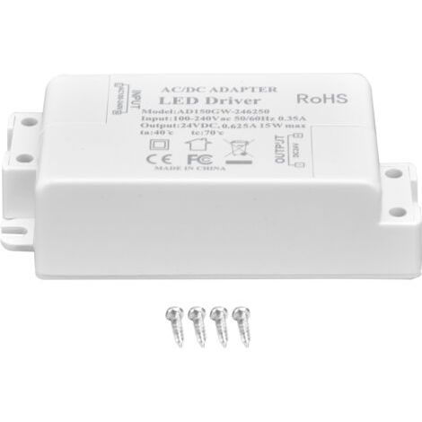 Pilote de LED DC24V 0,625A 15W, lampe à monter soi-même, transformateur de pilote de LED basse tension AC 100-240V