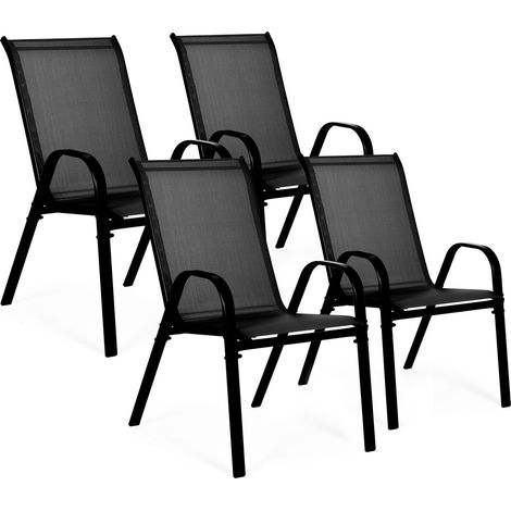 Juego de 4 sillas de jardin para terraza o balcon negro multigarden