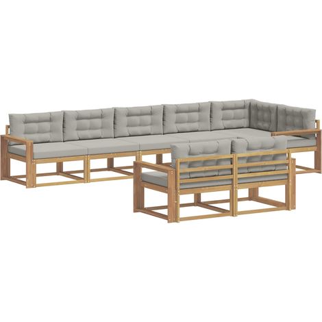 Outdoor Sofa Set 6 pcs White and Light Grey Polyester vidaXL (1/5)