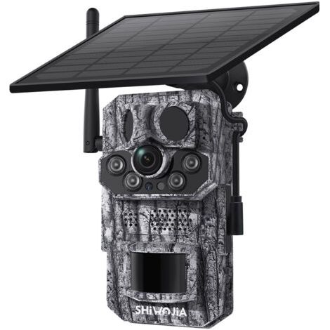Caméra de Chasse Solaire 4G 2K 3MP avec GPS & Vision Nocturne Infrarouge 25m, IP66 Étanche, Interphone Bidirectionnel & Alerte Anti-intrusion, Détection Animale pour Surveillance Extérieure en Forêt-K