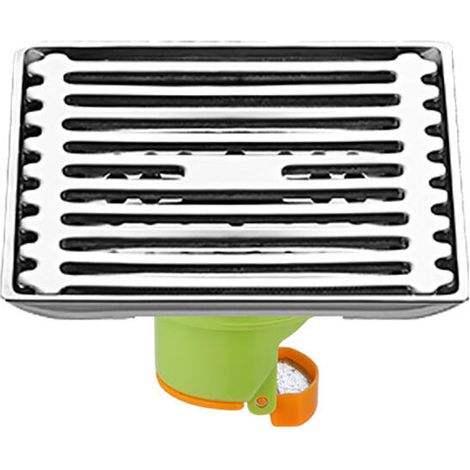 Bonde de sol en acier inoxydable, désodorisant pour salle de bain, bonde de sol anti-obstruction pour machine à laver, plastique, vert (1/5)